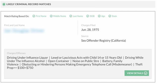 Police Record Sample